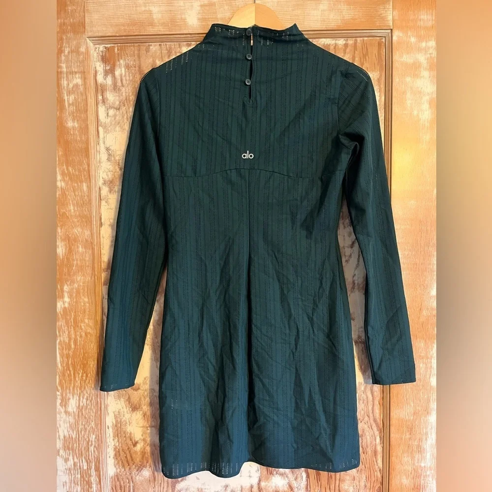Alo Euphoria Long Sleeve Dress, Midnight Green - M - Picture 5 of 7